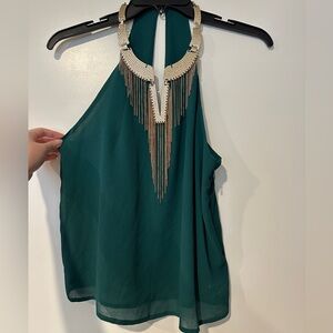 Emerald green and gold top